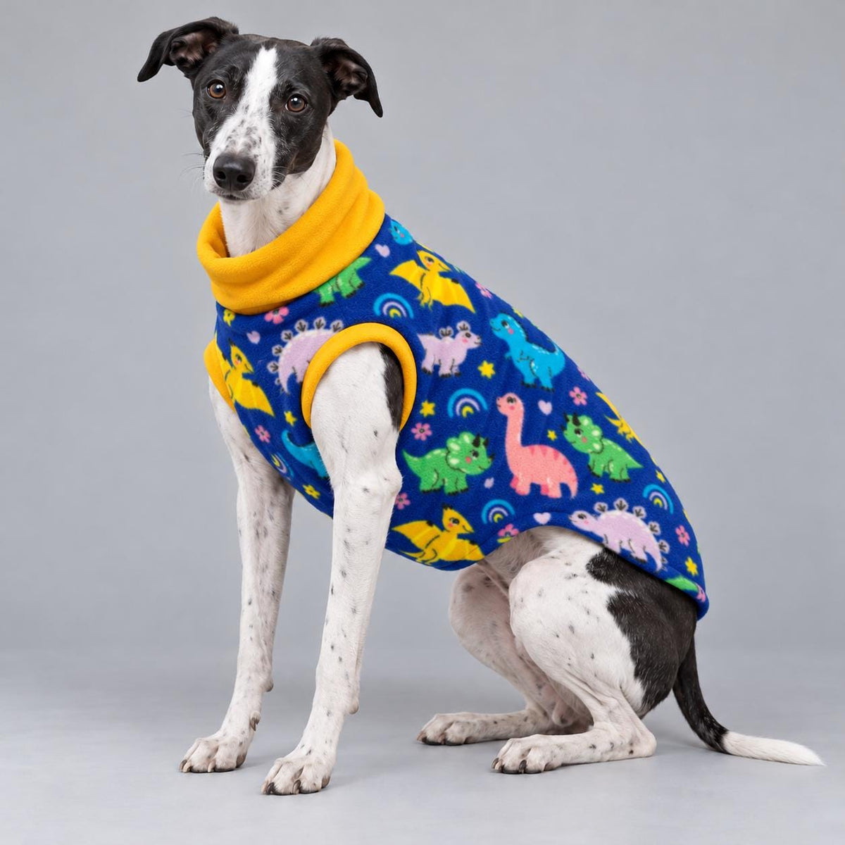 Whippet Fleece Jumper, Sleeveless Dog Coat with Turtle Neck, Two Tone Anti Pill Fleece, Handmade Dog Clothing
