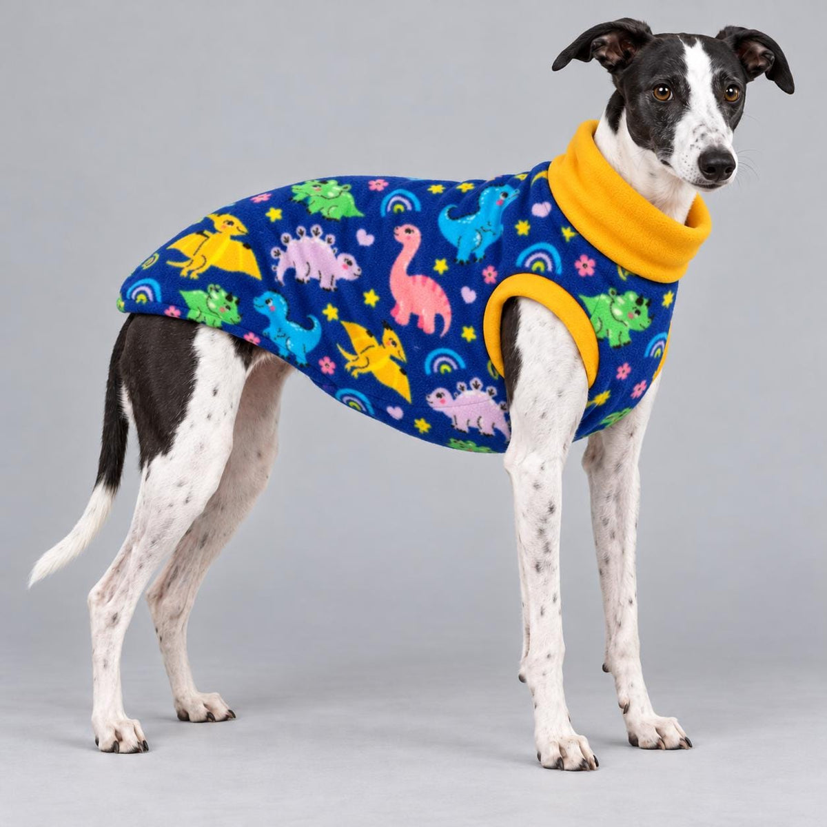 Whippet Fleece Jumper, Sleeveless Dog Coat with Turtle Neck, Two Tone Anti Pill Fleece, Handmade Dog Clothing