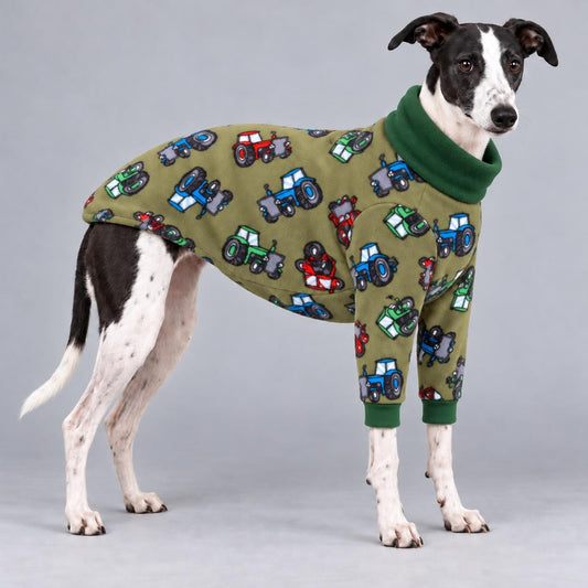 Whippet Fleece Jumper with Sleeves, Turtle Neck Dog Coat, Warm Winter Pyjamas for Sighthounds Greyhound Clothes