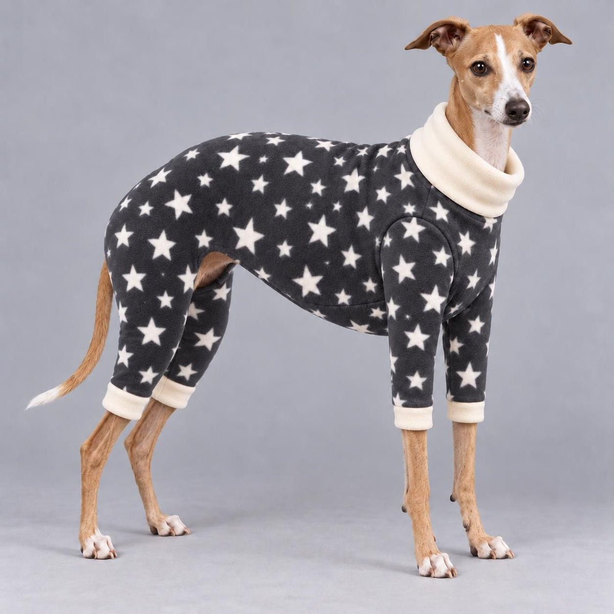 Italian Greyhound Fleece Onesie, Four-Leg Dog Pyjamas with Roll Neck, Warm Iggy Winter Clothes, Handmade Sighthound Jumper