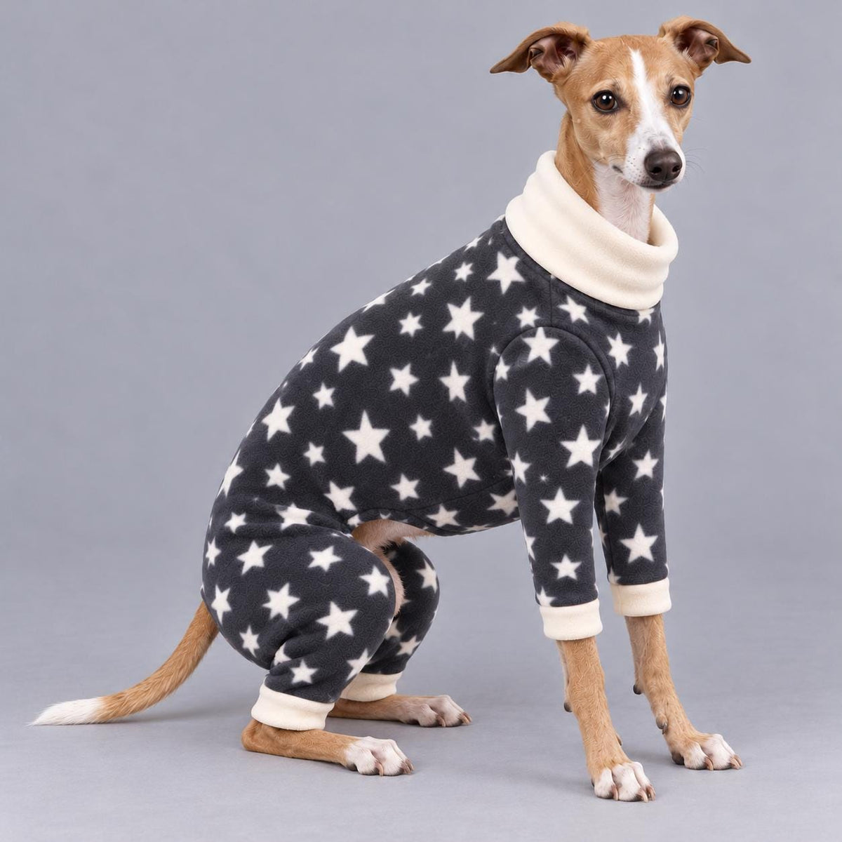 Italian Greyhound Fleece Onesie, Four-Leg Dog Pyjamas with Roll Neck, Warm Iggy Winter Clothes, Handmade Sighthound Jumper