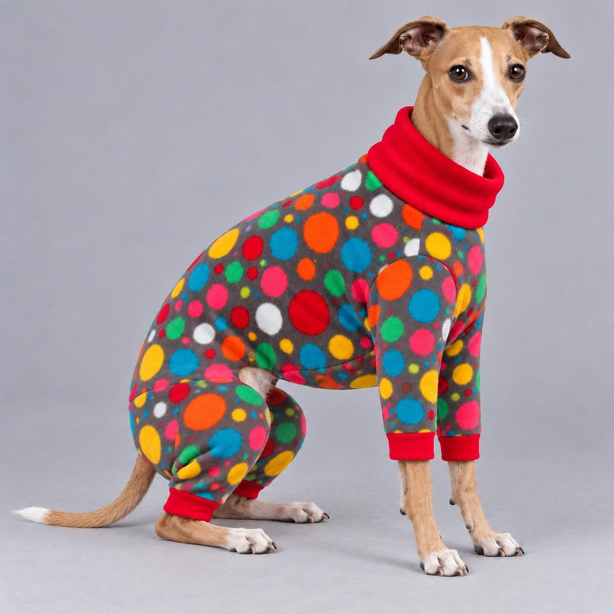 Italian Greyhound Fleece Onesie, Four-Leg Dog Pyjamas with Roll Neck, Warm Iggy Winter Clothes, Handmade Sighthound Jumper
