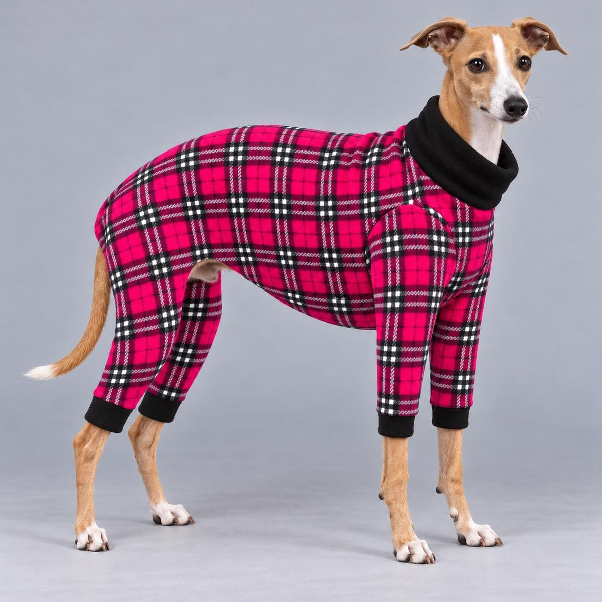 Italian Greyhound Fleece Onesie, Four-Leg Dog Pyjamas with Roll Neck, Warm Iggy Winter Clothes, Handmade Sighthound Jumper