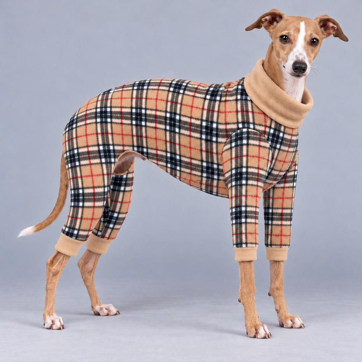 Italian Greyhound Fleece Onesie, Four-Leg Dog Pyjamas with Roll Neck, Warm Iggy Winter Clothes, Handmade Sighthound Jumper
