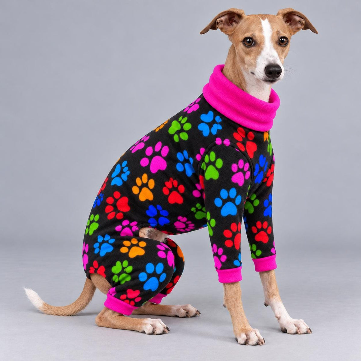 Italian Greyhound Fleece Onesie, Four-Leg Dog Pyjamas with Roll Neck, Warm Iggy Winter Clothes, Handmade Sighthound Jumper