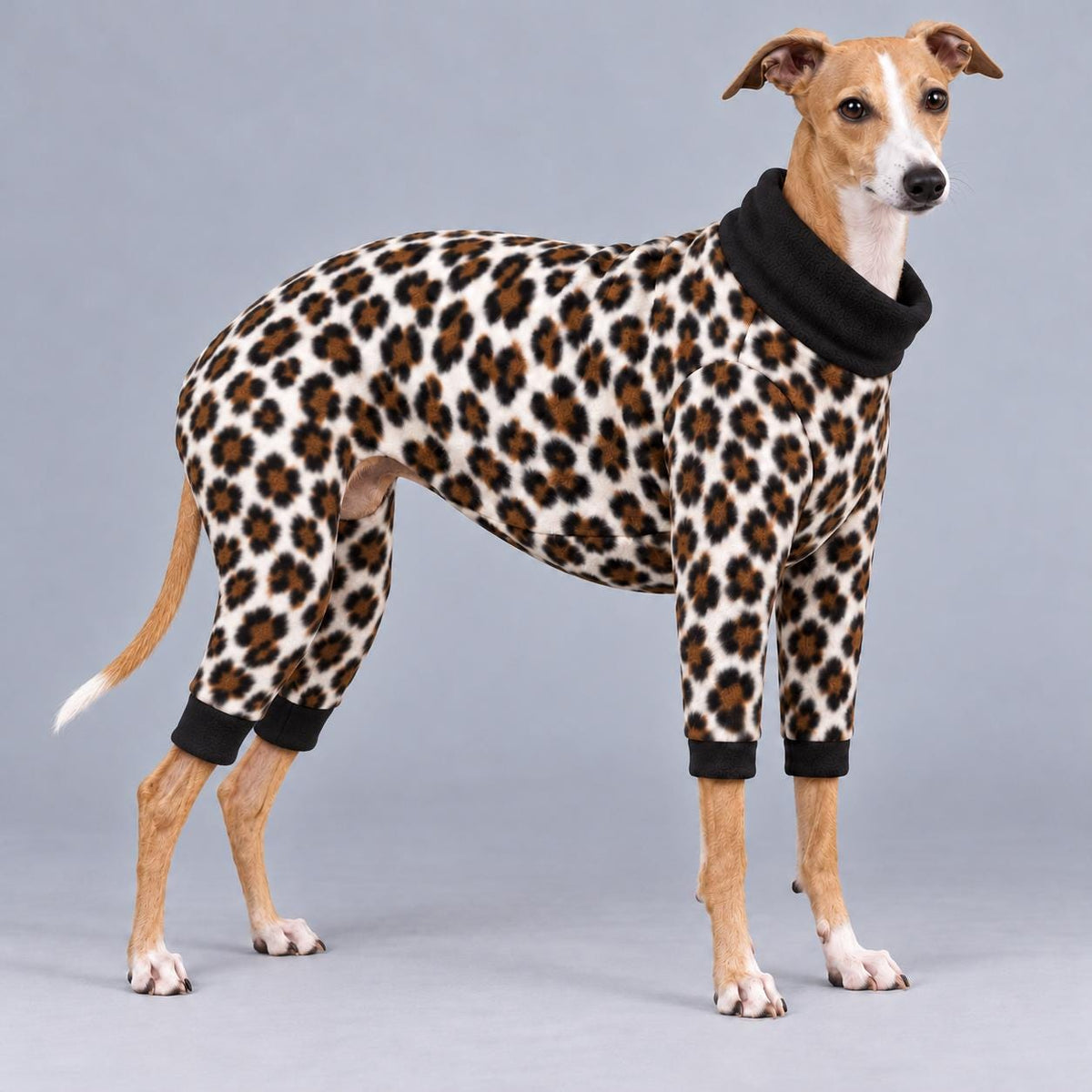 Italian Greyhound Fleece Onesie, Four-Leg Dog Pyjamas with Roll Neck, Warm Iggy Winter Clothes, Handmade Sighthound Jumper