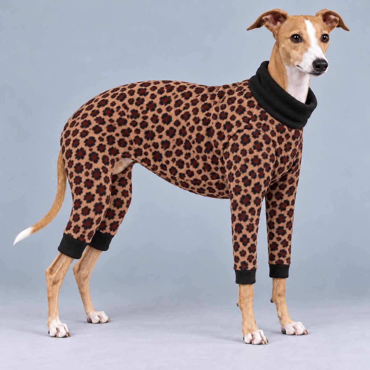 Italian Greyhound Fleece Onesie, Four-Leg Dog Pyjamas with Roll Neck, Warm Iggy Winter Clothes, Handmade Sighthound Jumper