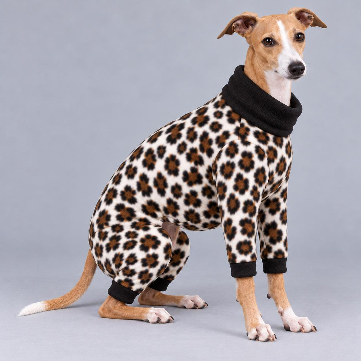 Italian Greyhound Fleece Onesie, Four-Leg Dog Pyjamas with Roll Neck, Warm Iggy Winter Clothes, Handmade Sighthound Jumper