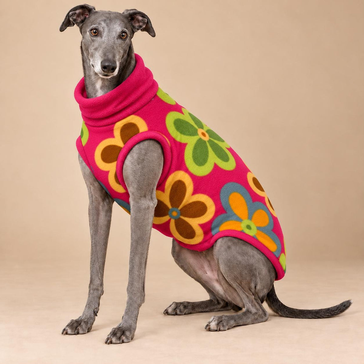 English Greyhound Fleece Jumper, Turtle Neck Dog Pyjamas, Greyhound Winter Top, Soft Fleece Greyhound Clothes