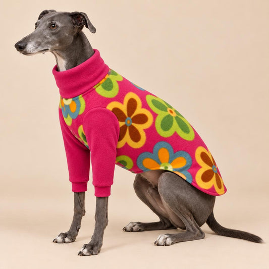 English Greyhound Fleece Jumper, Turtle Neck Dog Pyjamas, Greyhound Winter Top, Soft Fleece Greyhound Clothes
