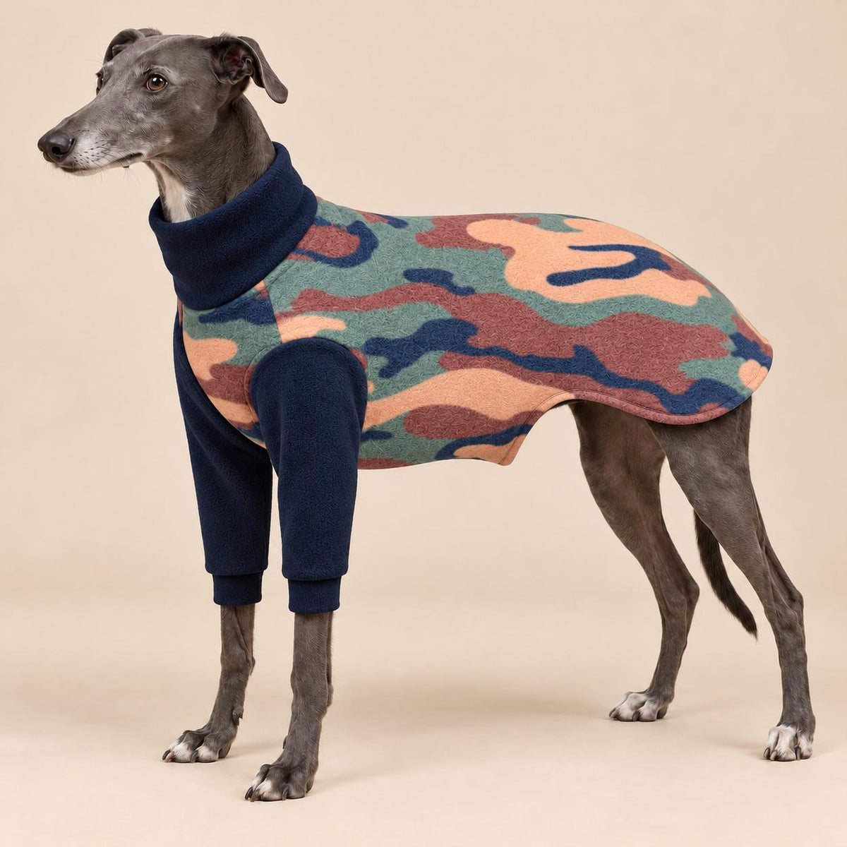 English Greyhound Fleece Jumper, Turtle Neck Dog Pyjamas, Greyhound Winter Top, Soft Fleece Greyhound Clothes