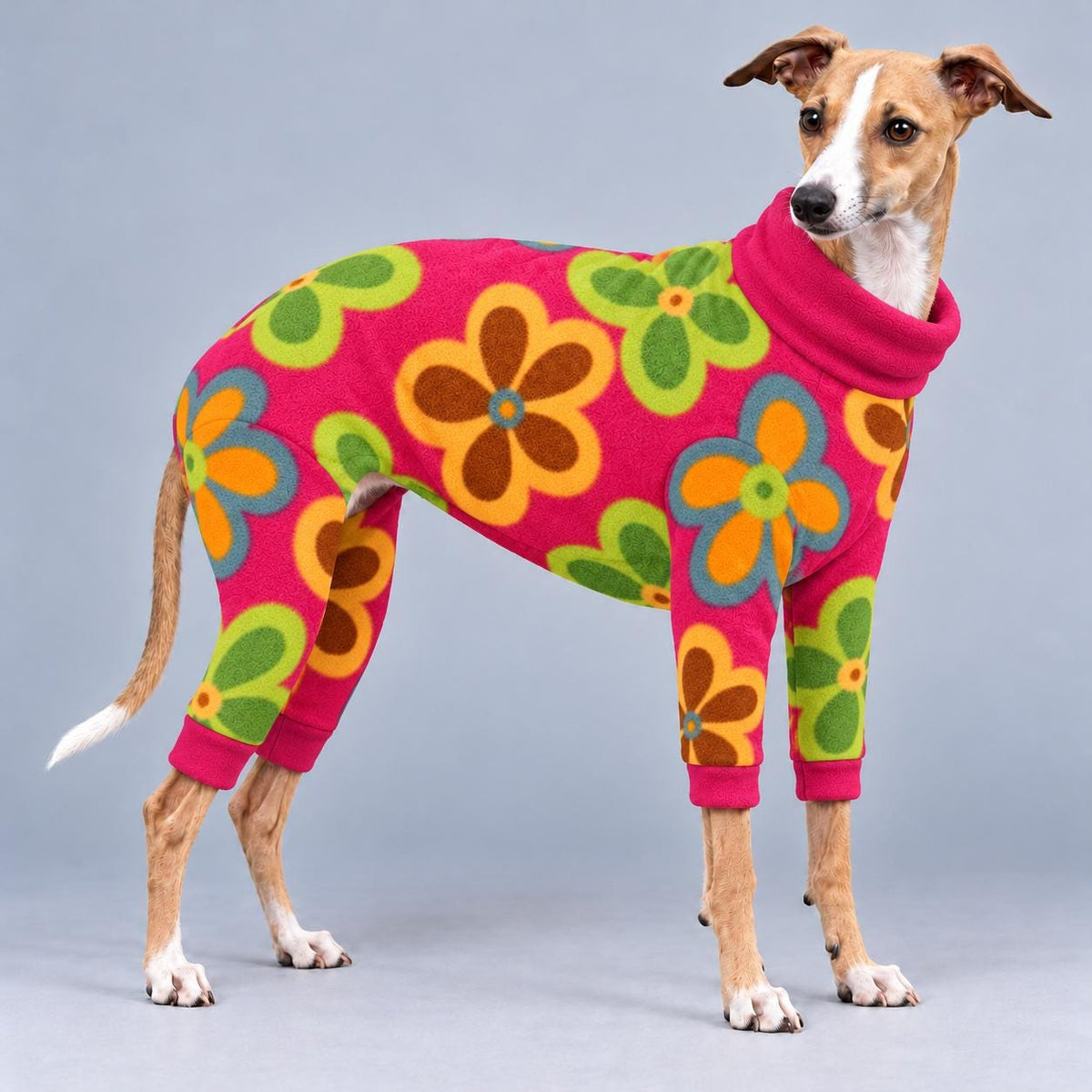 Italian Greyhound Fleece Onesie, Four-Leg Dog Pyjamas with Roll Neck, Warm Iggy Winter Clothes, Handmade Sighthound Jumper