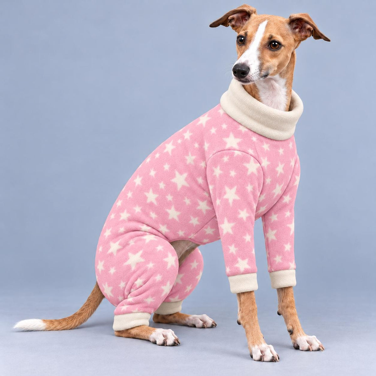 Italian Greyhound Fleece Onesie, Four-Leg Dog Pyjamas with Roll Neck, Warm Iggy Winter Clothes, Handmade Sighthound Jumper