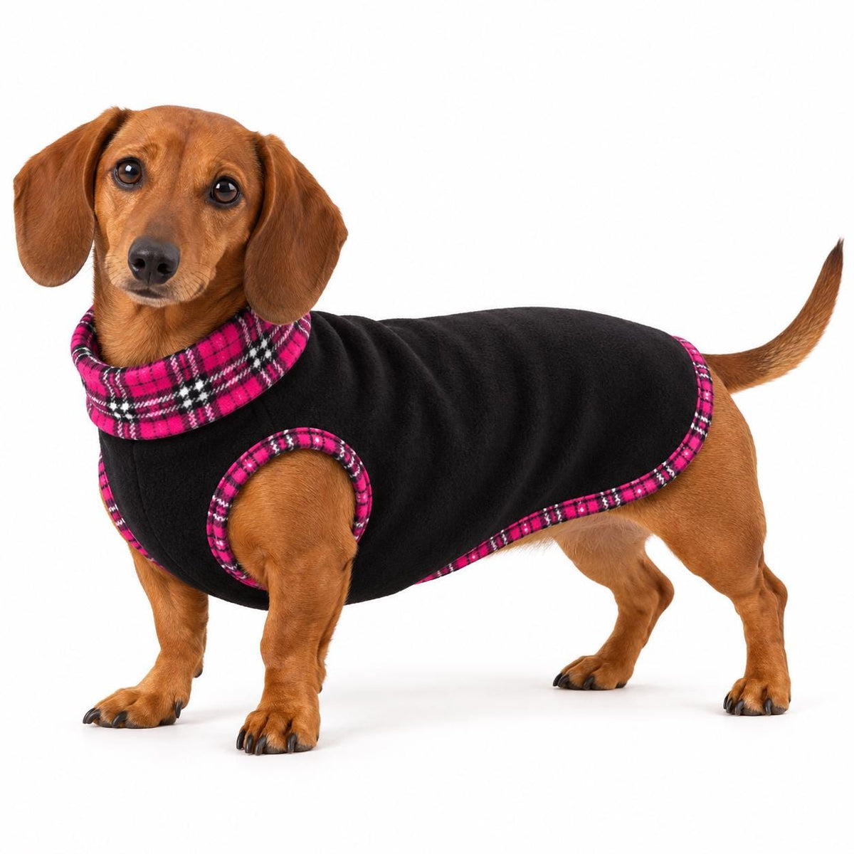 Handmade Two Tone Fleece Jumper For Sausage Dog, Warm Dachshund Coat, Small to Large Dog Clothing