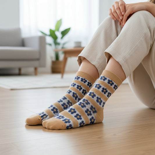 Daisy Flower  Pattern  Socks