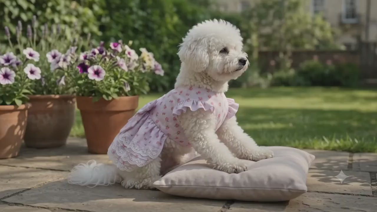 Floral Ruffle Dog Dress with Lace Layers and Bow For Fur Friend