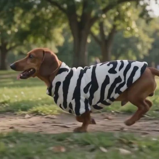 Zebra Print Fleece for Dachshund, Custom Sausage Dog Sweater, Handmade Winter Coat for Small Breed (XXS-2XL )