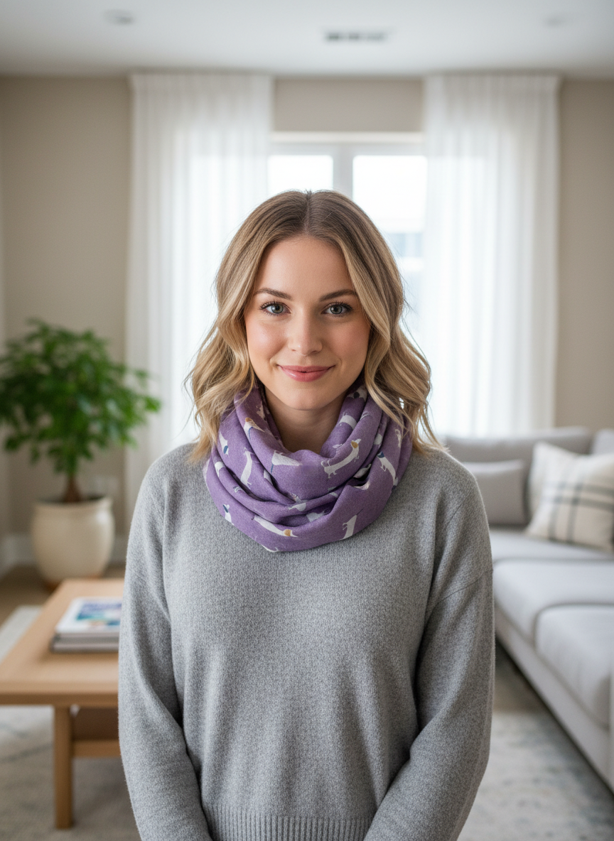 Dachshund Sausage Dog Infinity Scarf | Dachshund Print Light Weight Snood | Dog Lover Gift