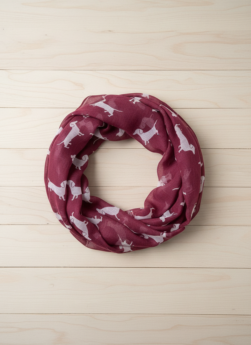 Dachshund Sausage Dog Infinity Scarf | Dachshund Print Light Weight Snood | Dog Lover Gift