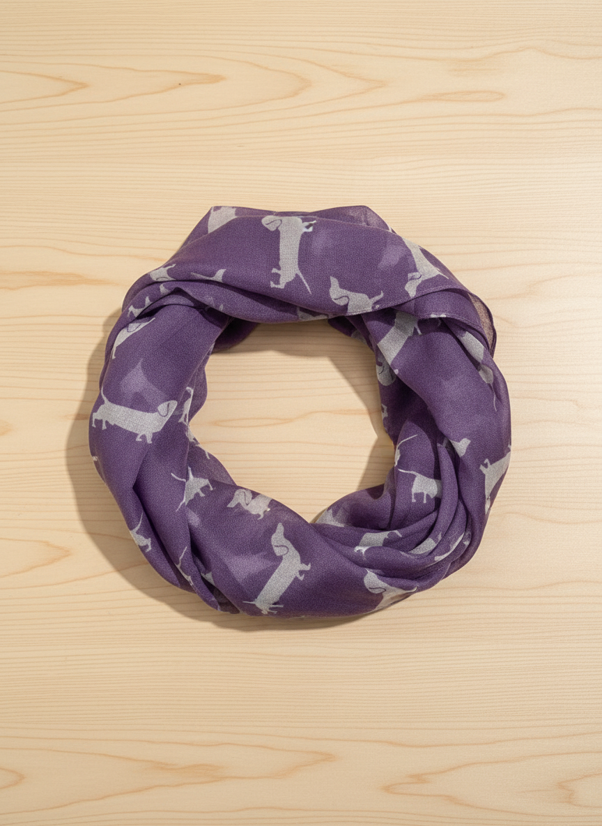 Dachshund Sausage Dog Infinity Scarf | Dachshund Print Light Weight Snood | Dog Lover Gift