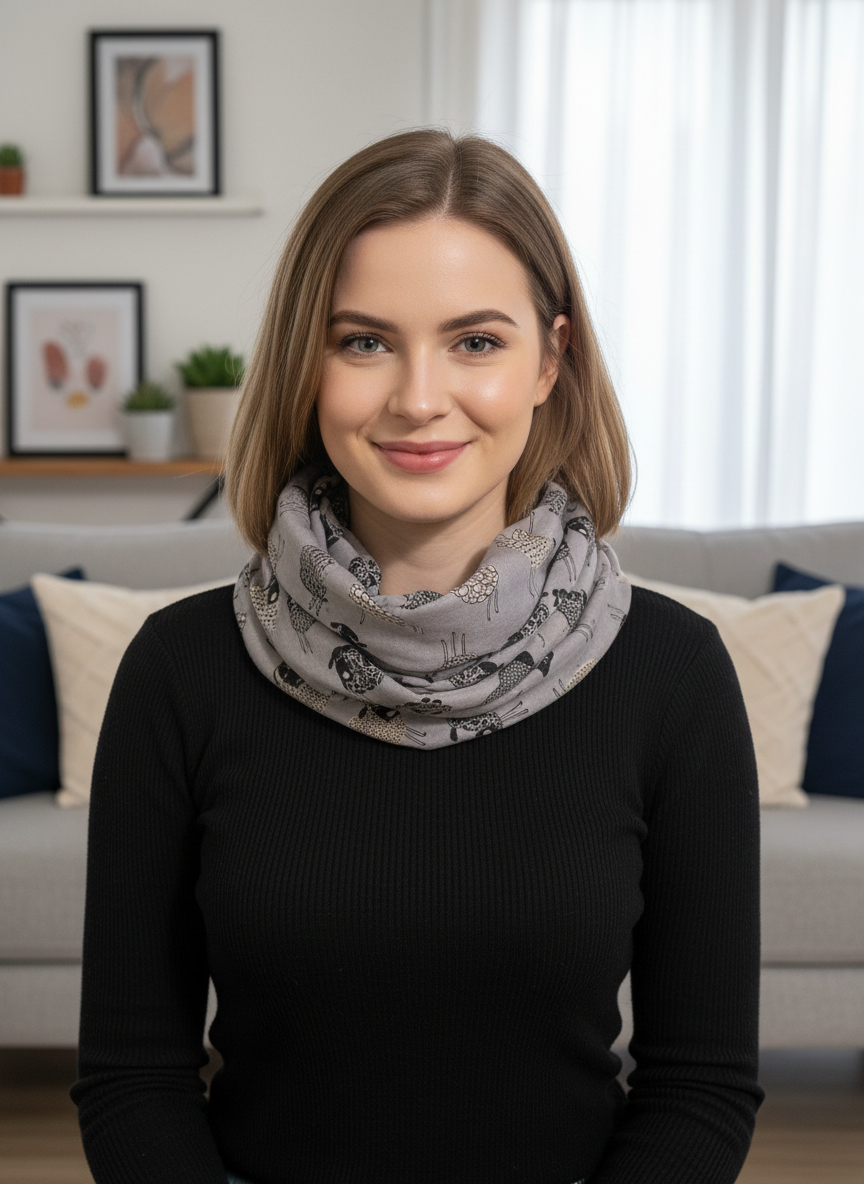 Sheep Print Infinity Scarf | Lightweight Snood | Available in Multiple Colours | Farm Animal Scarf | Sheep Lover Gift