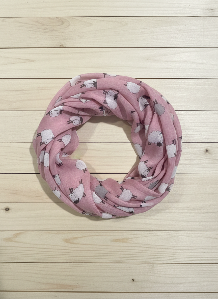 Sheep Print Infinity Scarf | Lightweight Snood | Available in Multiple Colours | Farm Animal Scarf | Sheep Lover Gift