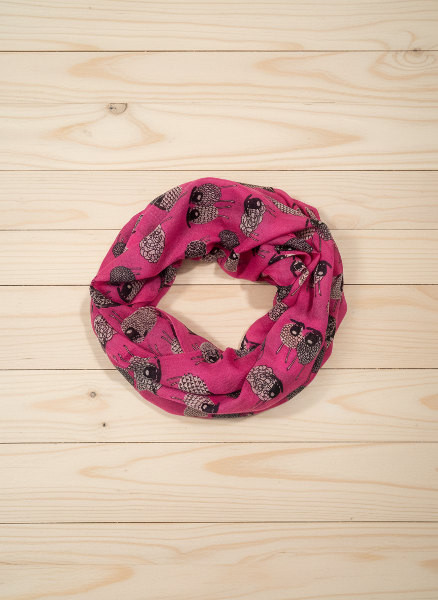 Sheep Print Infinity Scarf | Lightweight Snood | Available in Multiple Colours | Farm Animal Scarf | Sheep Lover Gift